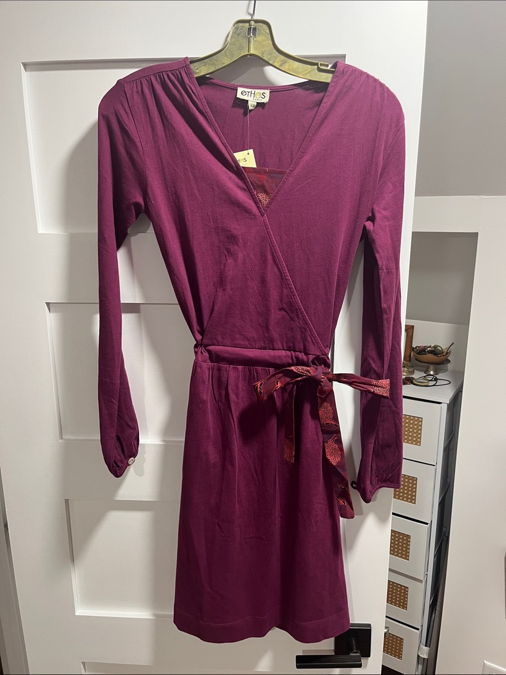 Long Sleeve Wrap Dress in Rich Berry